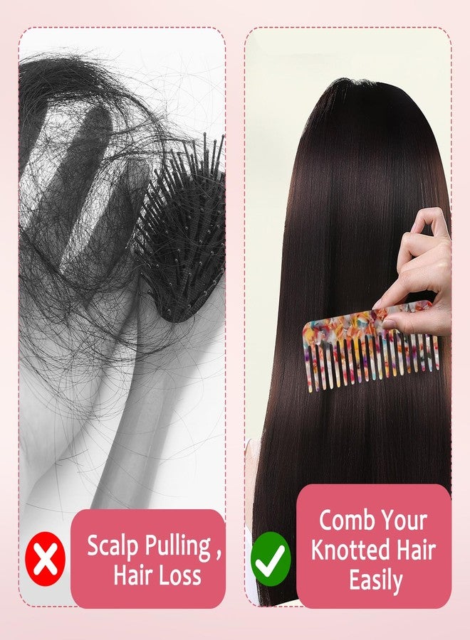 PKRFCJ Wide Tooth Wet Hair Comb—Acetate Anti-Static Detangler, ideal for wet & dry hair With tortoise mermaid/flower color options, suits diverse hair care scenarios - Image 2